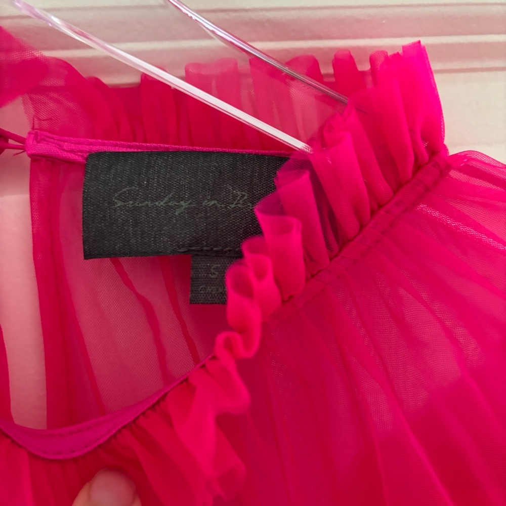 Women's Pink Ruffle Top - Picture 3 of 3